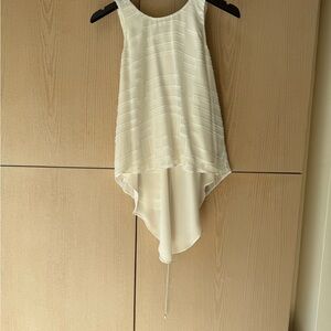 Jonathan Simkhai Cream Layered High-Low Sleeveless Blouse
